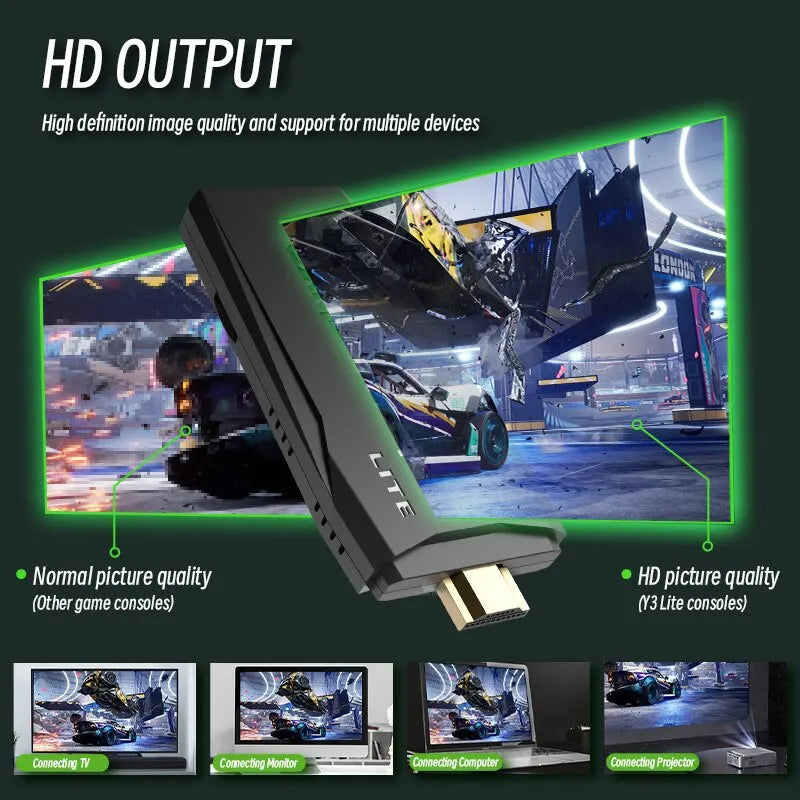 Gaming console adapter with HD output feature on a dark background